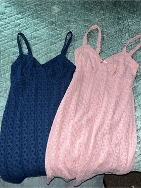 No Boundaries Lace Slip Dress in Pink and Navy